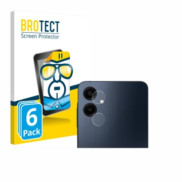 Parte frontal de un envase de producto con el logotipo de la marca BROTECT. Al lado se muestra el dispositivo Samsung Galaxy A