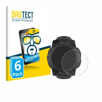 Parte frontal de un envase de producto con el logotipo de la marca BROTECT. Al lado se muestra el dispositivo Garmin Instinct 