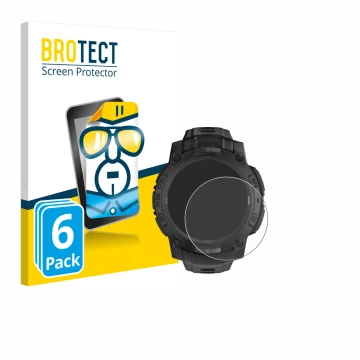 Parte frontal de un envase de producto con el logotipo de la marca BROTECT. Al lado se muestra el dispositivo Garmin Instinct 