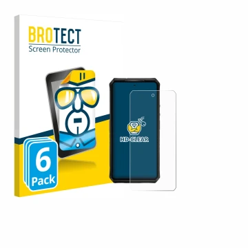 Parte frontal de un envase de producto con el logotipo de la marca BROTECT. Al lado se muestra el dispositivo Ulefone Armor 28