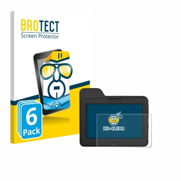 Parte frontal de un envase de producto con el logotipo de la marca BROTECT. Al lado se muestra el dispositivo Naviter Omni con