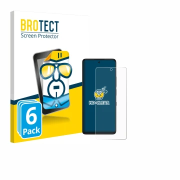 Parte frontal de un envase de producto con el logotipo de la marca BROTECT. Al lado se muestra el dispositivo TCL 50 Pro NXTPa