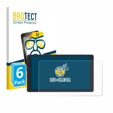 Parte frontal de un envase de producto con el logotipo de la marca BROTECT. Al lado se muestra el dispositivo Feelworld CUT6 6