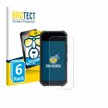 Parte frontal de un envase de producto con el logotipo de la marca BROTECT. Al lado se muestra el dispositivo SkyCaddie Pro 5X
