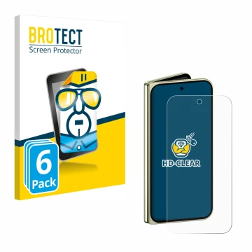 Parte frontal de un envase de producto con el logotipo de la marca BROTECT. Al lado se muestra el dispositivo Google Pixel 10 