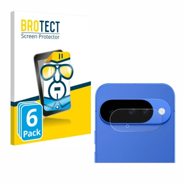 Parte frontal de un envase de producto con el logotipo de la marca BROTECT. Al lado se muestra el dispositivo Google Pixel 10 