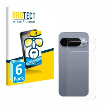 Parte frontal de un envase de producto con el logotipo de la marca BROTECT. Al lado se muestra el dispositivo Google Pixel 10 