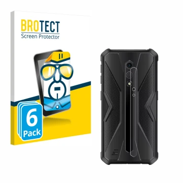 Parte frontal de un envase de producto con el logotipo de la marca BROTECT. Al lado se muestra el dispositivo Ulefone Armor X1