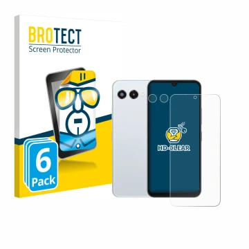 Parte frontal de un envase de producto con el logotipo de la marca BROTECT. Al lado se muestra el dispositivo Telekom T Phone 