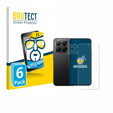 Parte frontal de un envase de producto con el logotipo de la marca BROTECT. Al lado se muestra el dispositivo Xiaomi 15T Pro (