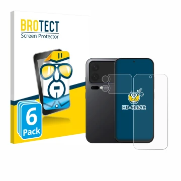 Parte frontal de un envase de producto con el logotipo de la marca BROTECT. Al lado se muestra el dispositivo Xiaomi 17 Pro (F
