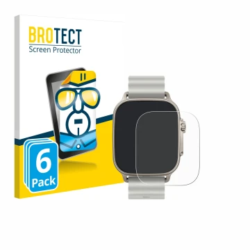 Parte frontal de un envase de producto con el logotipo de la marca BROTECT. Al lado se muestra el dispositivo realme Watch 5 c