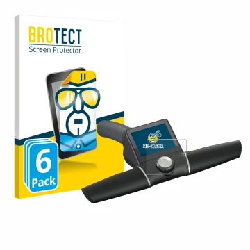 Parte frontal de un envase de producto con el logotipo de la marca BROTECT. Al lado se muestra el dispositivo Motocaddy M7 GPS