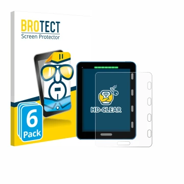 Parte frontal de un envase de producto con el logotipo de la marca BROTECT. Al lado se muestra el dispositivo Vakaros Atlas 2 
