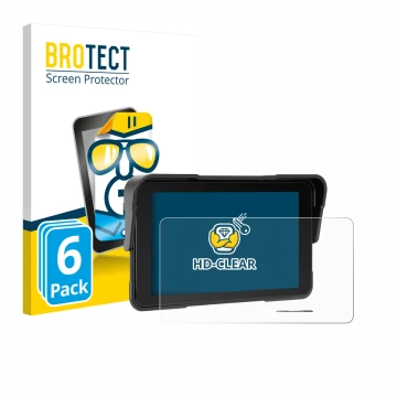 Parte frontal de un envase de producto con el logotipo de la marca BROTECT. Al lado se muestra el dispositivo Sixwin P2 5