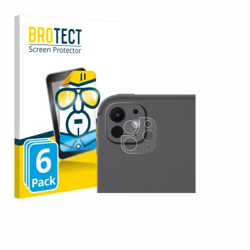 Parte frontal de un envase de producto con el logotipo de la marca BROTECT. Al lado se muestra el dispositivo Apple iPad Pro 1