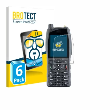 Parte frontal de un envase de producto con el logotipo de la marca BROTECT. Al lado se muestra el dispositivo Sepura SC2020 co