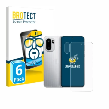 Parte frontal de un envase de producto con el logotipo de la marca BROTECT. Al lado se muestra el dispositivo OnePlus Ace 6 (F