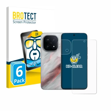 Parte frontal de un envase de producto con el logotipo de la marca BROTECT. Al lado se muestra el dispositivo Vivo iQOO 15 (Fr