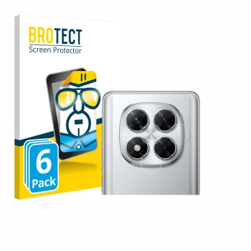 Parte frontal de un envase de producto con el logotipo de la marca BROTECT. Al lado se muestra el dispositivo Xiaomi Poco X7 (