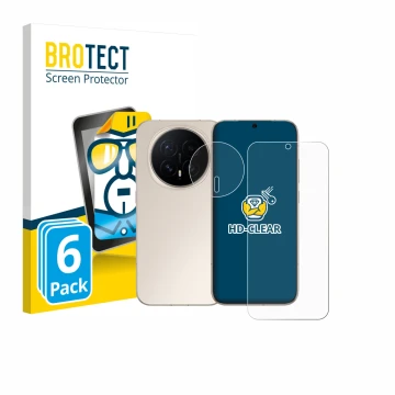 Parte frontal de un envase de producto con el logotipo de la marca BROTECT. Al lado se muestra el dispositivo Honor Magic 8 (F