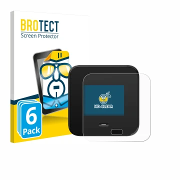 Parte frontal de un envase de producto con el logotipo de la marca BROTECT. Al lado se muestra el dispositivo Netgear Nighthaw