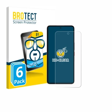 Parte frontal de un envase de producto con el logotipo de la marca BROTECT. Al lado se muestra el dispositivo Nubia Neo 3 GT 5