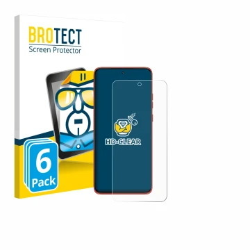 Parte frontal de un envase de producto con el logotipo de la marca BROTECT. Al lado se muestra el dispositivo Motorola Edge 60