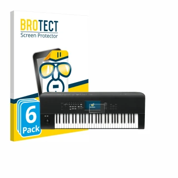 Parte frontal de un envase de producto con el logotipo de la marca BROTECT. Al lado se muestra el dispositivo KORG Nautilus 61