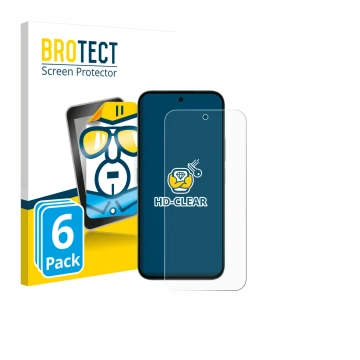 Parte frontal de un envase de producto con el logotipo de la marca BROTECT. Al lado se muestra el dispositivo Honor X6c con su