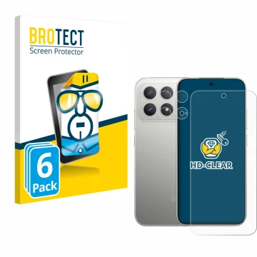 Parte frontal de un envase de producto con el logotipo de la marca BROTECT. Al lado se muestra el dispositivo Xiaomi Poco F8 P