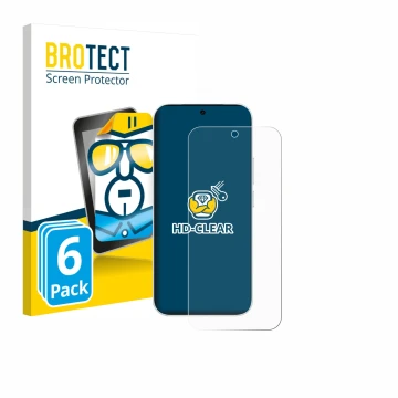 Parte frontal de un envase de producto con el logotipo de la marca BROTECT. Al lado se muestra el dispositivo Vivo S50 con su 