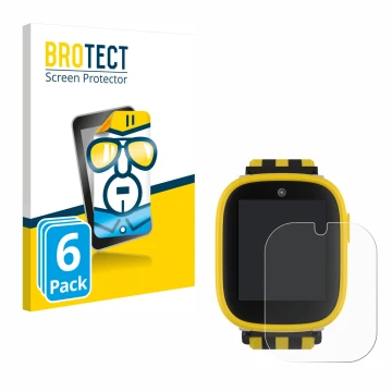 Parte frontal de un envase de producto con el logotipo de la marca BROTECT. Al lado se muestra el dispositivo Xplora X6 Play B