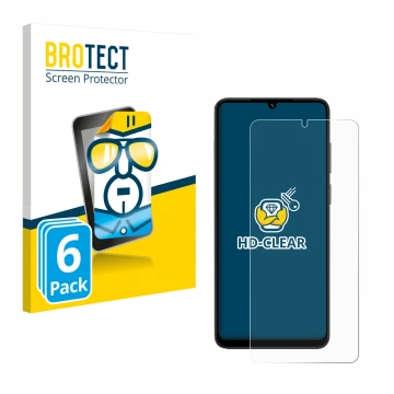 Parte frontal de un envase de producto con el logotipo de la marca BROTECT. Al lado se muestra el dispositivo Honor X5c Plus c