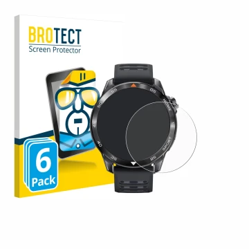 Parte frontal de un envase de producto con el logotipo de la marca BROTECT. Al lado se muestra el dispositivo Xiaomi Mibro GS 