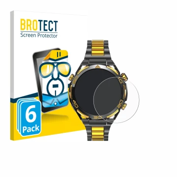 Parte frontal de un envase de producto con el logotipo de la marca BROTECT. Al lado se muestra el dispositivo Blackview W90 Pr