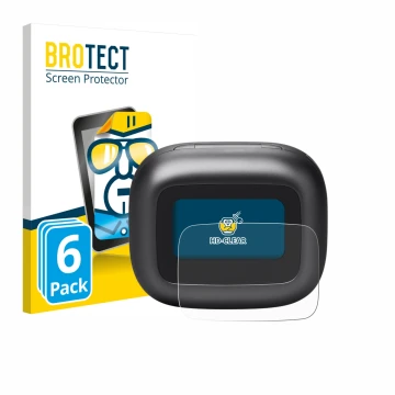 Parte frontal de un envase de producto con el logotipo de la marca BROTECT. Al lado se muestra el dispositivo JBL Live Beam 3 