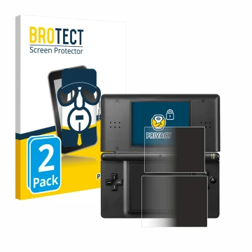 Parte frontal de un envase de producto con el logotipo de la marca BROTECT. Al lado se muestra el dispositivo Nintendo DS LITE