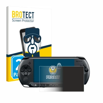 Parte frontal de un envase de producto con el logotipo de la marca BROTECT. Al lado se muestra el dispositivo Sony PSP Street 