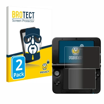 Parte frontal de un envase de producto con el logotipo de la marca BROTECT. Al lado se muestra el dispositivo Nintendo 3DS XL 