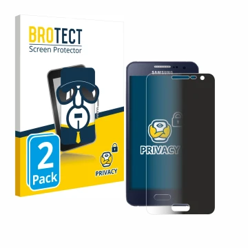 Parte frontal de un envase de producto con el logotipo de la marca BROTECT. Al lado se muestra el dispositivo Samsung Galaxy A