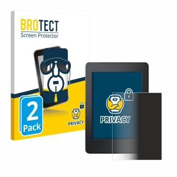 Parte frontal de un envase de producto con el logotipo de la marca BROTECT. Al lado se muestra el dispositivo Amazon Kindle Pa