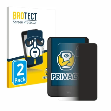 Parte frontal de un envase de producto con el logotipo de la marca BROTECT. Al lado se muestra el dispositivo Tolino Vision 4 