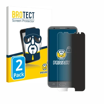 Parte frontal de un envase de producto con el logotipo de la marca BROTECT. Al lado se muestra el dispositivo Samsung Galaxy J