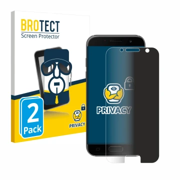 Parte frontal de un envase de producto con el logotipo de la marca BROTECT. Al lado se muestra el dispositivo Samsung Galaxy A