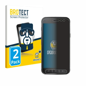 Parte frontal de un envase de producto con el logotipo de la marca BROTECT. Al lado se muestra el dispositivo Samsung Galaxy X
