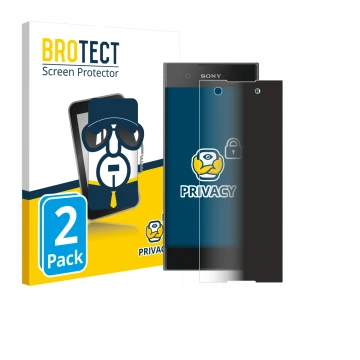 Parte frontal de un envase de producto con el logotipo de la marca BROTECT. Al lado se muestra el dispositivo Sony Xperia XA1 