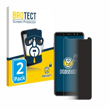 Parte frontal de un envase de producto con el logotipo de la marca BROTECT. Al lado se muestra el dispositivo Samsung Galaxy A