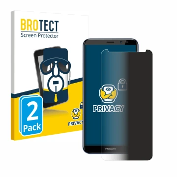 Parte frontal de un envase de producto con el logotipo de la marca BROTECT. Al lado se muestra el dispositivo Huawei Mate 10 L