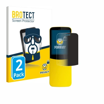 Parte frontal de un envase de producto con el logotipo de la marca BROTECT. Al lado se muestra el dispositivo Nokia 8110 con s